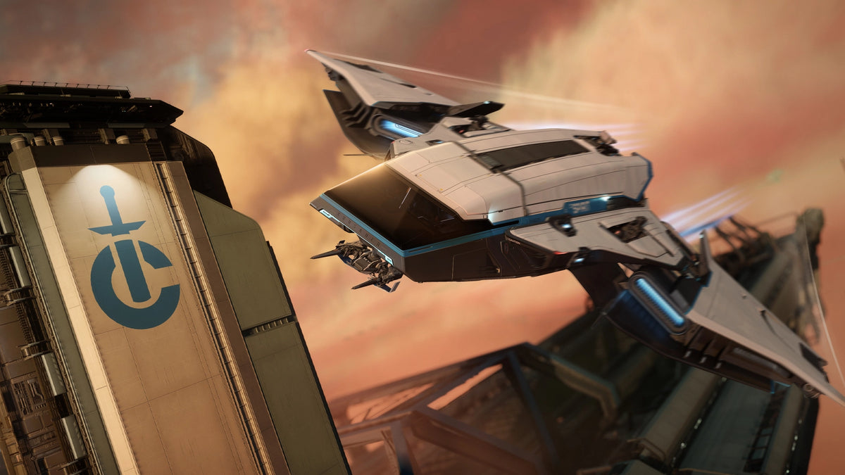 Crusader C1 Spirit flying past a Crusader facility