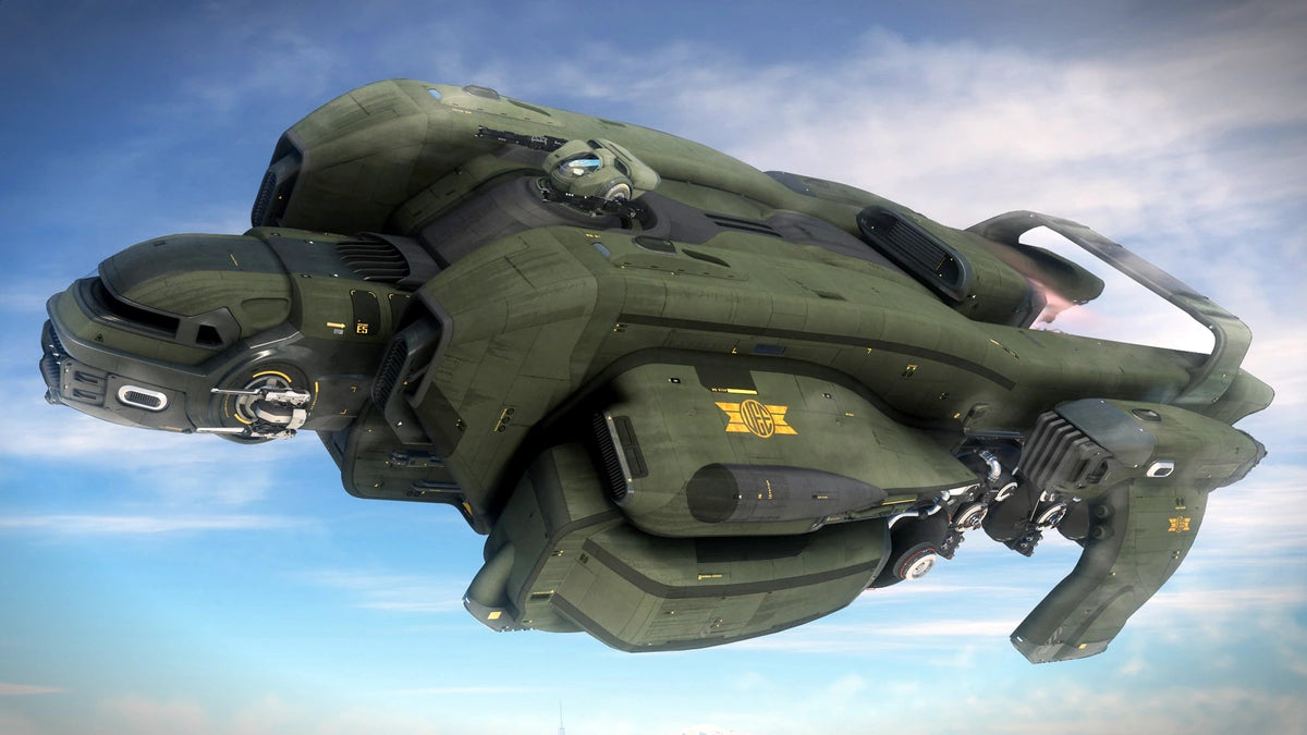 Starfarer Gemini - Flying with blue sky and clouds in Star Citizen