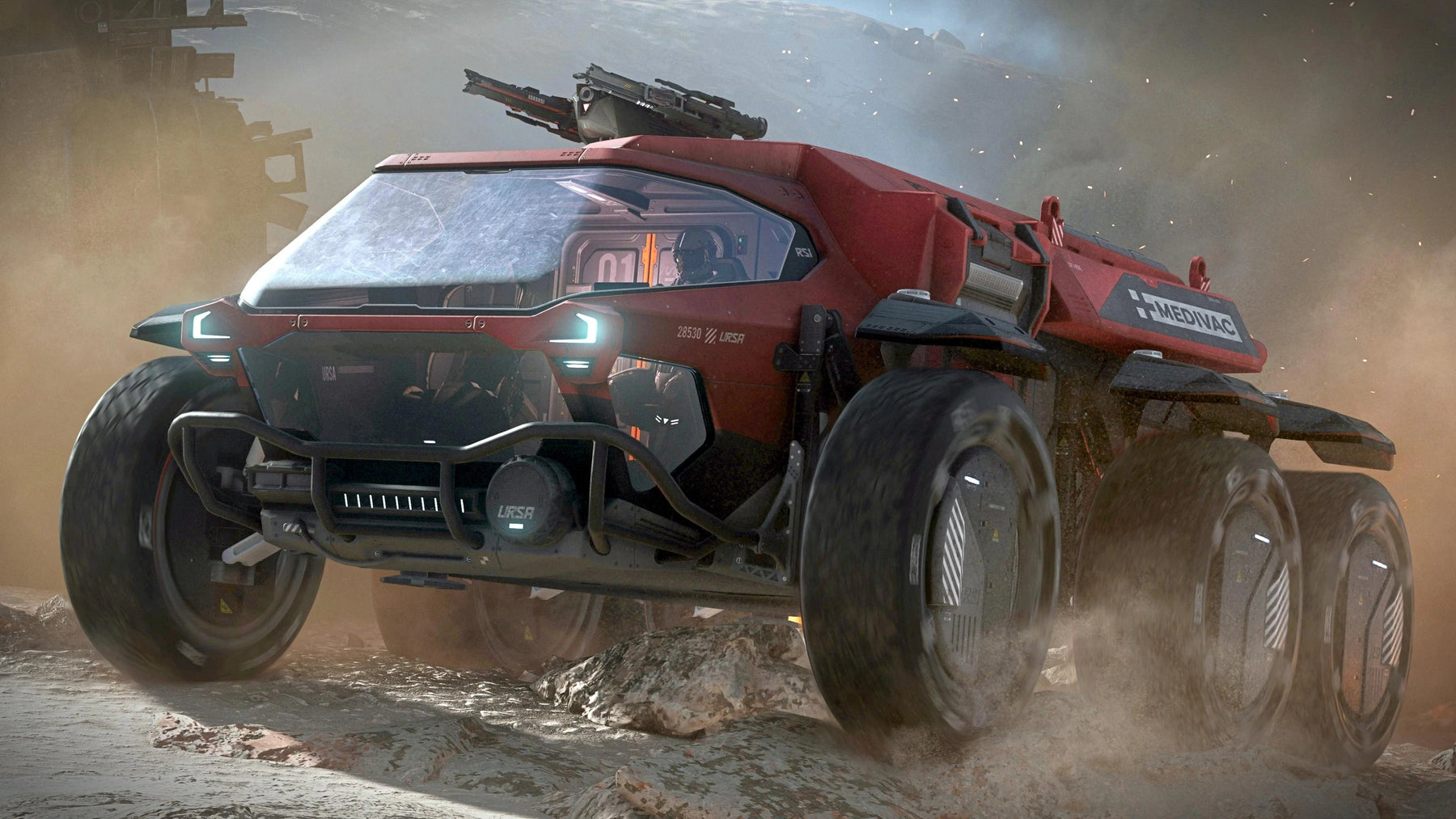 Ursa Medivac - driving by Cutlass crash site in Star Citizen