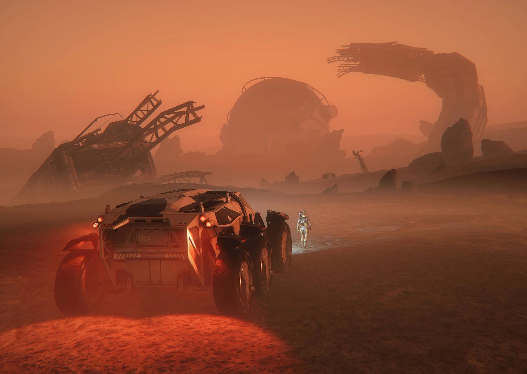 Ursa Rover - Ursa discovering a wreck - Rear in Star Citizen