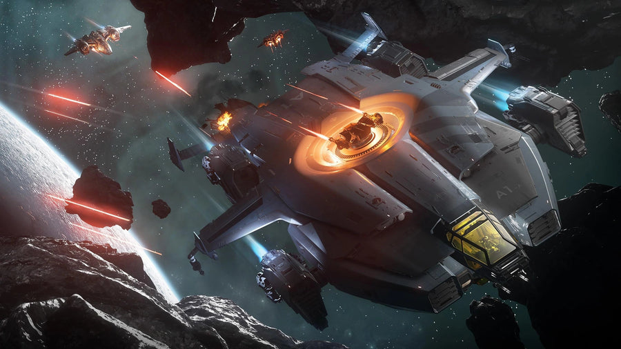 Valkyrie - flying through debris shooting back at ships - cut in Star Citizen