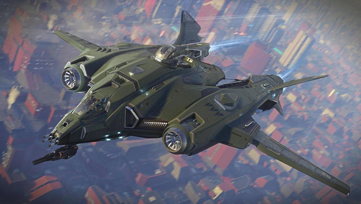 Vanguard Hoplite - HopLite - Flying over ArcCorp - Crop in Star Citizen