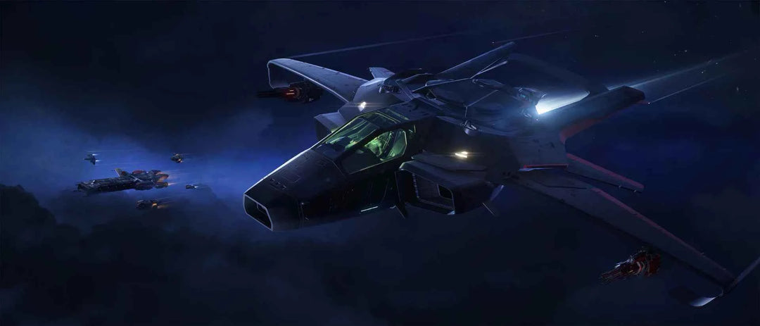 Anvil F7C-S Hornet Ghost Mk II shadowing a group of ships in Star Citizen