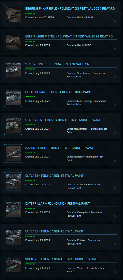 Golden Ticket / Carrack Expedition / Foundation Rewards / Collectors Account