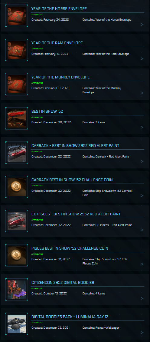 Golden Ticket / Carrack Expedition / Foundation Rewards / Collectors Account