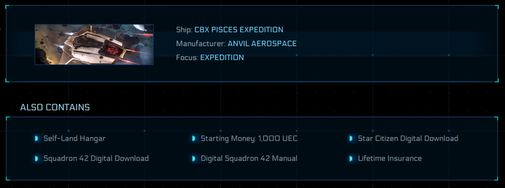 Buy C8X Pisces Star Citizen + Squadron 42 Combo LTI Package