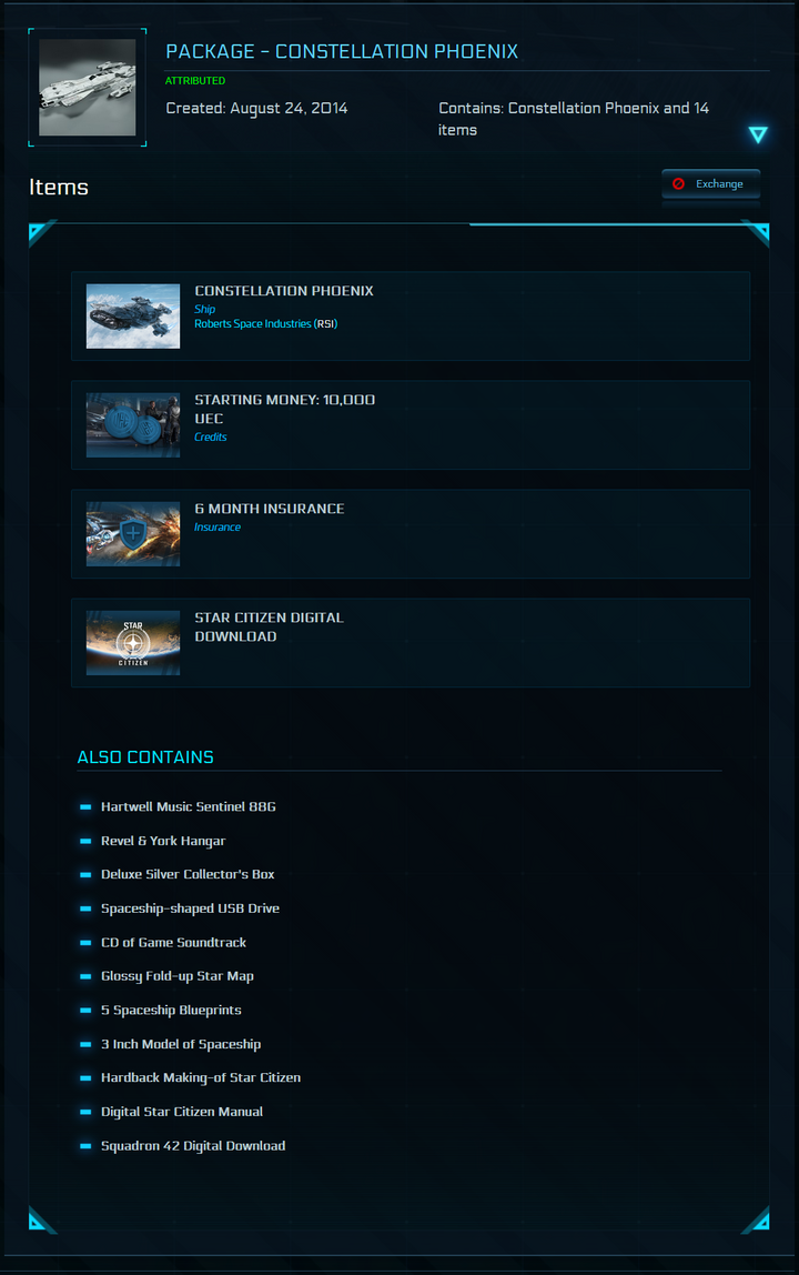 Star Citizen Physical Collectors Account – Constellation Phoenix, Hartwell Music Sentinel 88G Spotlight & Full Game Access (SC + Squadron 42)
