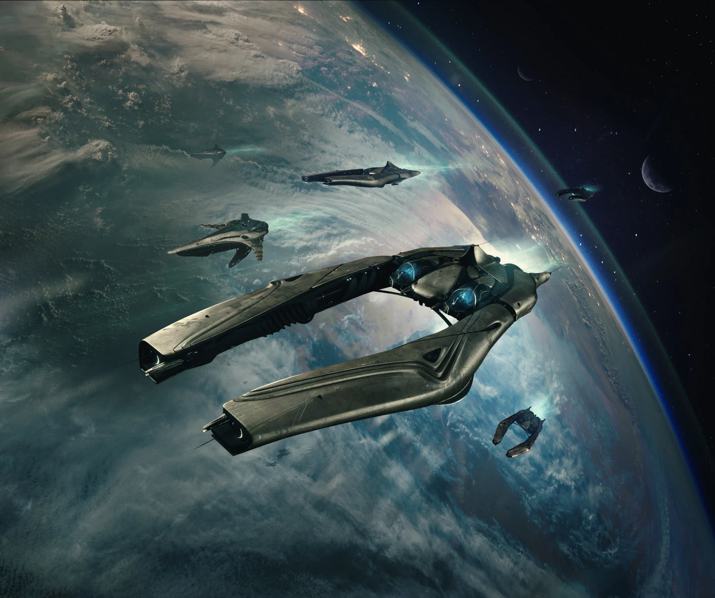 Defender - Alien Week ships flying away from world