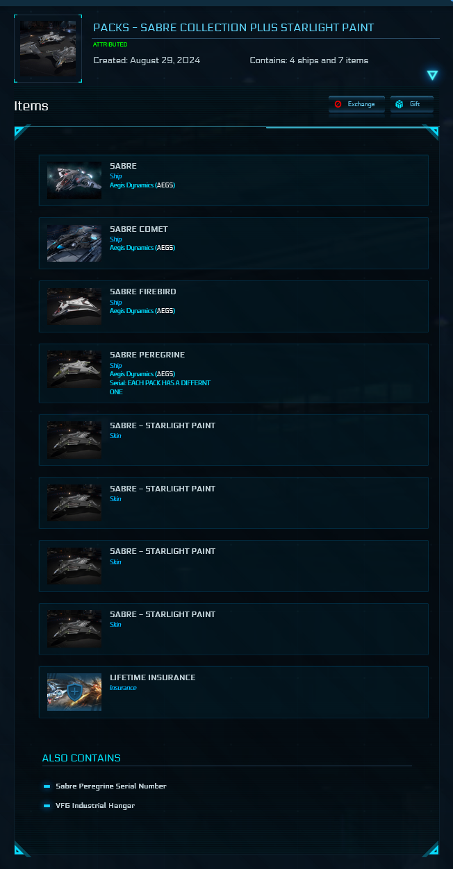 Sabre Collection + Starlight Paints ( Sabre / Comet / Peregrine / Firebird )