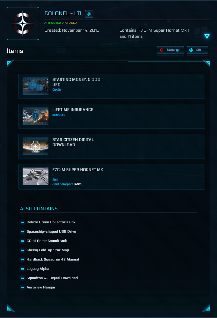 Colonel + Super Hornet MK I Upgrade - LTI (Rare Physical Collectors Version)