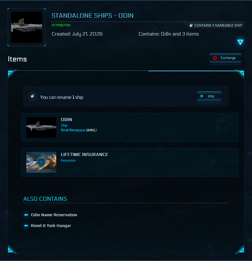 Elite Star Citizen Account – Anvil Odin LTI & Aegis Idris-P LTI