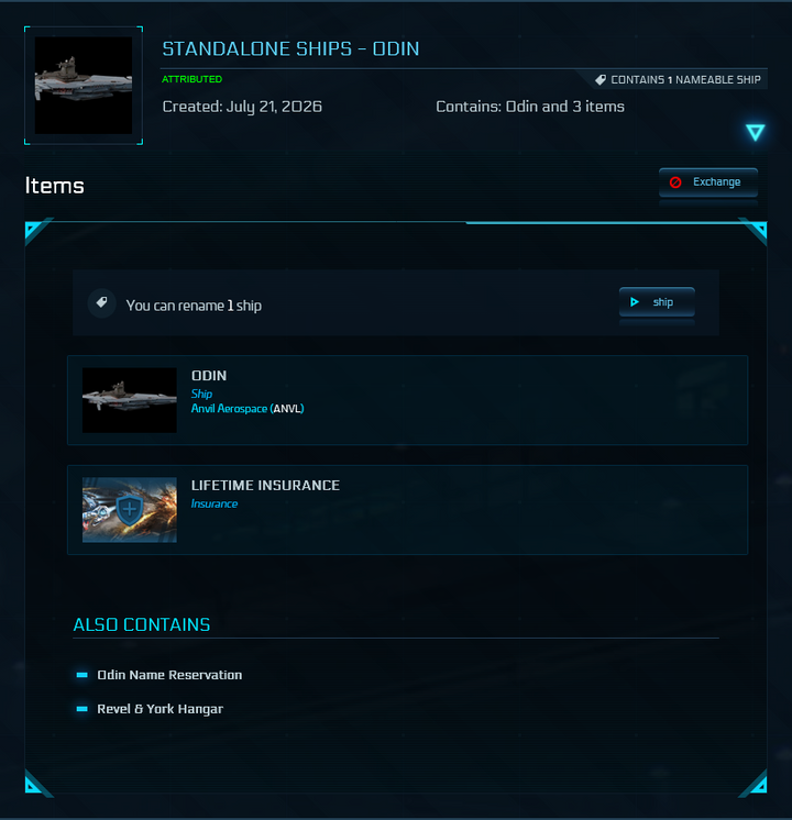 Elite Star Citizen Account – Anvil Odin LTI & Aegis Idris-P LTI