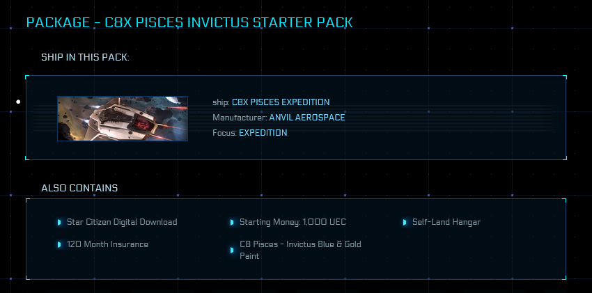 Package - C8X Pisces Invictus Starter Pack - 10 Years Insurance