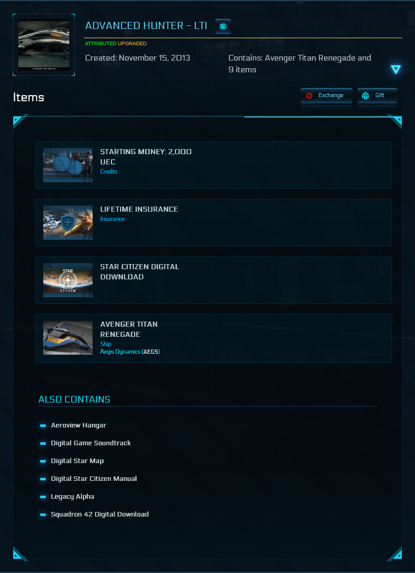 Advanced Hunter SQ42 - LTI upgraded to Titan Renegade