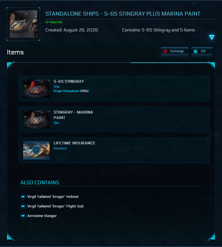 S-65 Stingray plus Marina Paint - Original Concept LTI + Kruger Virgil Flight Suit