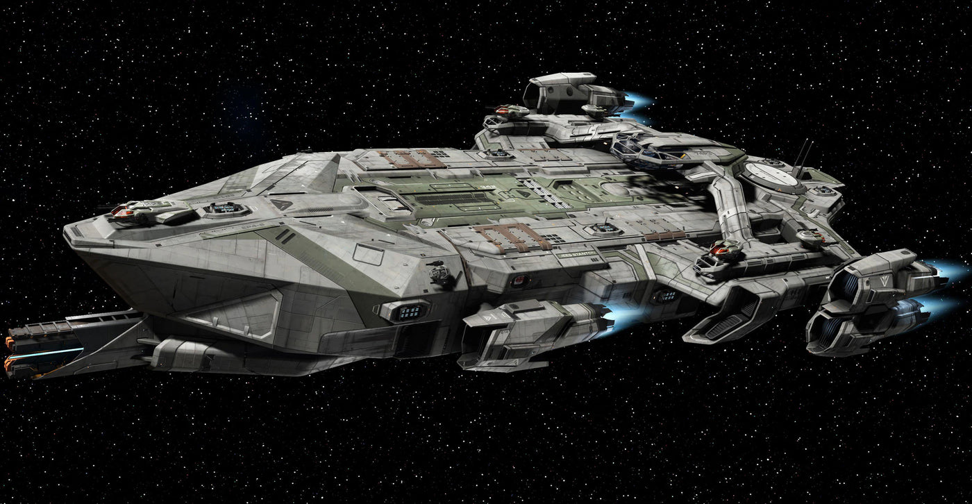 Aegis Idris capital ship presented against a red backdrop