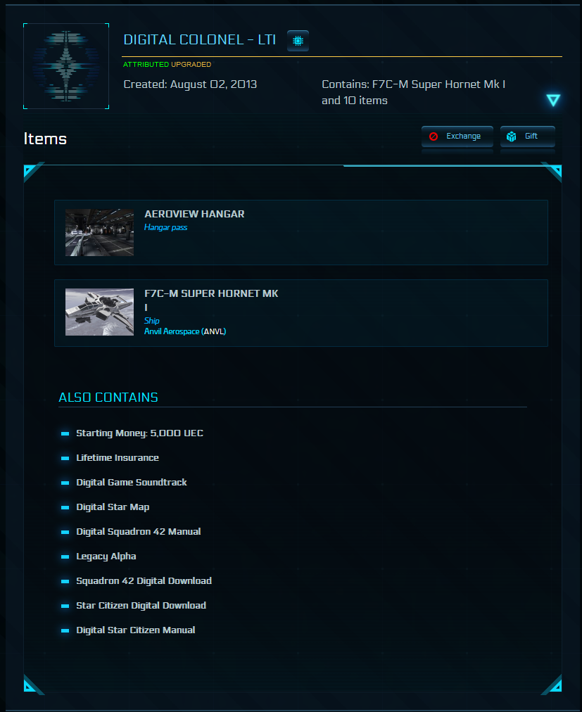 Buy Digital Colonel - LTI Rare Legacy Game Pack with LTI for Star Citizen