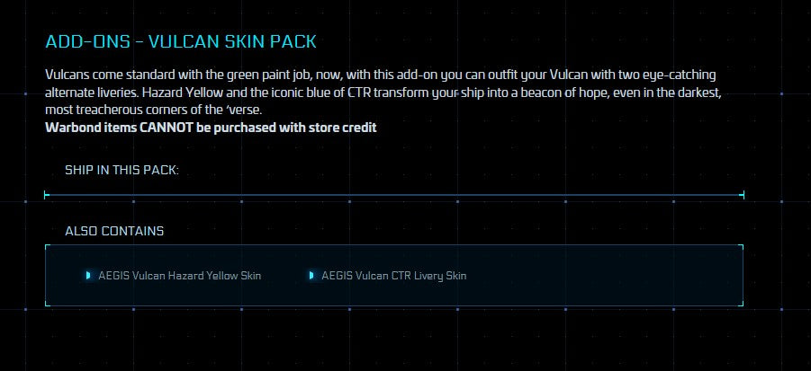 Buy Rare Vulcan Skin Pack for Star Citizen