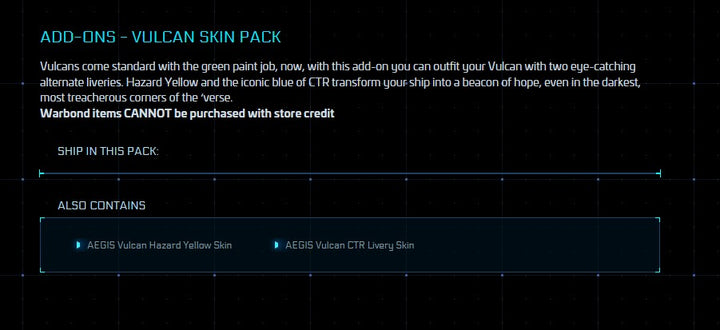 Buy Rare Vulcan Skin Pack for Star Citizen