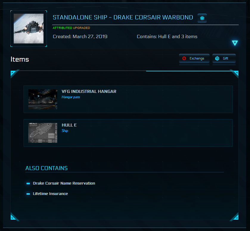 Corsair Original Concept LTI - Standalone Ship + Hull E Upgrade