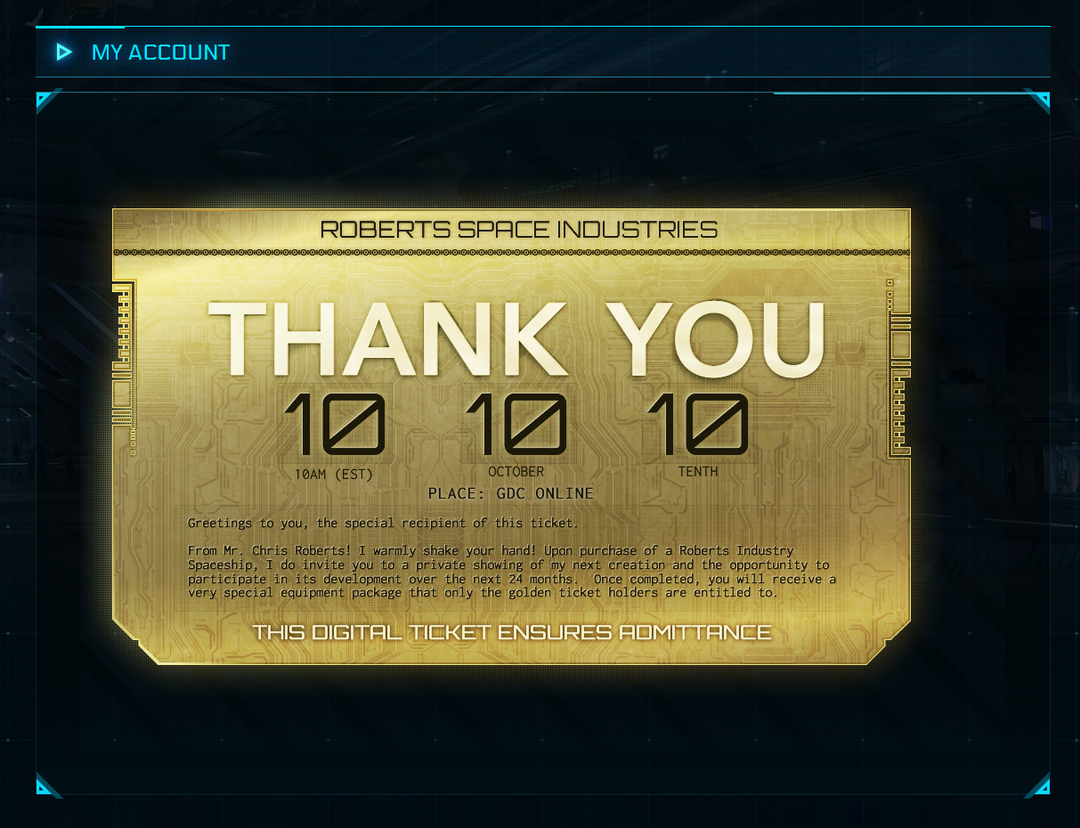 Golden Ticket / Original Backer / Legatus Navium Account