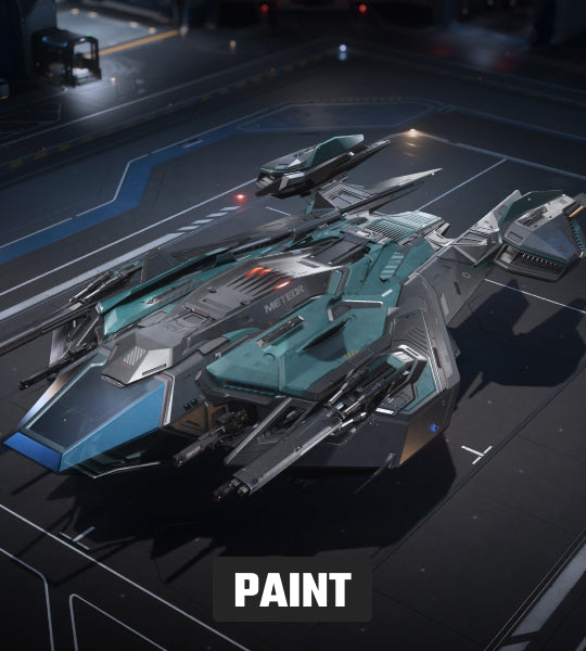 The Skylark livery for the RSI Meteor is primarily black and teal.

