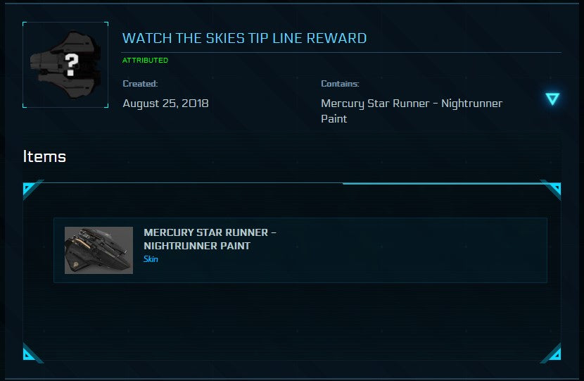 Buy Mercury Nightrunner Paint Account for Star Citizen