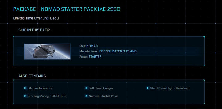 Buy Package - Nomad IAE 2950 - LTI (with Jackal Paint) for Star Citizen