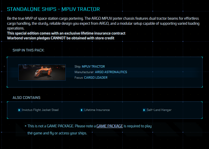 Buy MPUV Tractor Original Concept with LTI for Star Citizen