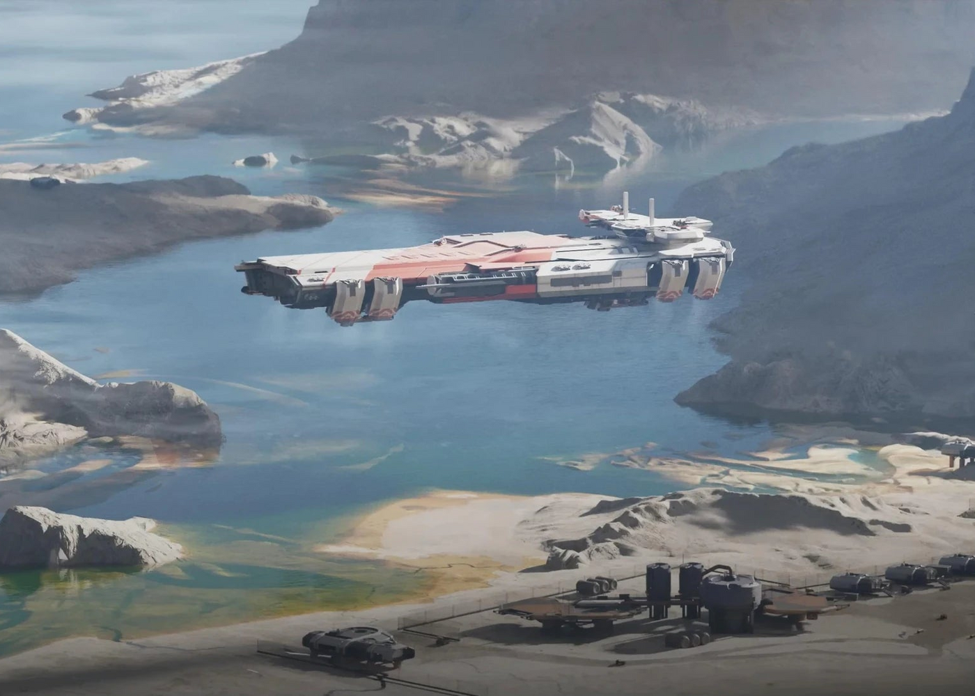 Concept art of a landed and deployed Pioneer