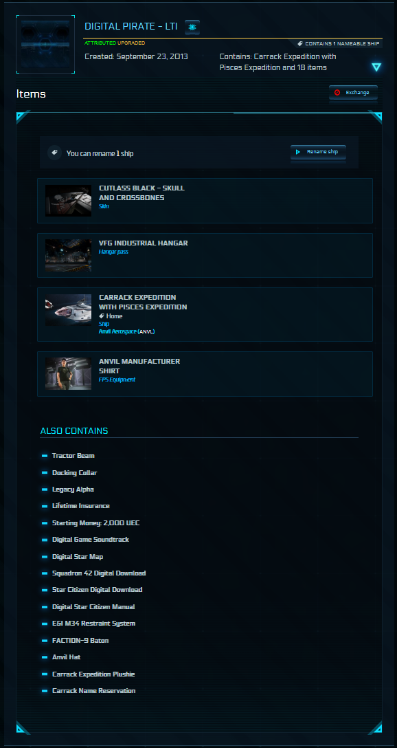 Golden Ticket / Carrack Expedition / Foundation Rewards / Collectors Account