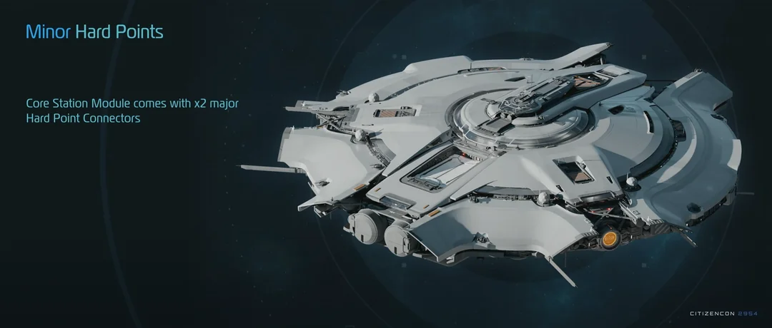 Core overview: the slide body identifies two major hardpoint connectors, despite its minor-hardpoint heading.