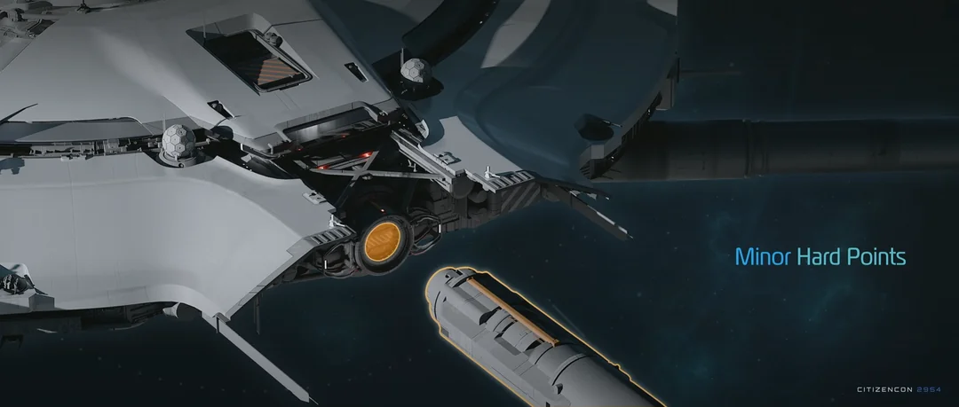 Close-up of a strut approaching a large connection on the station core.