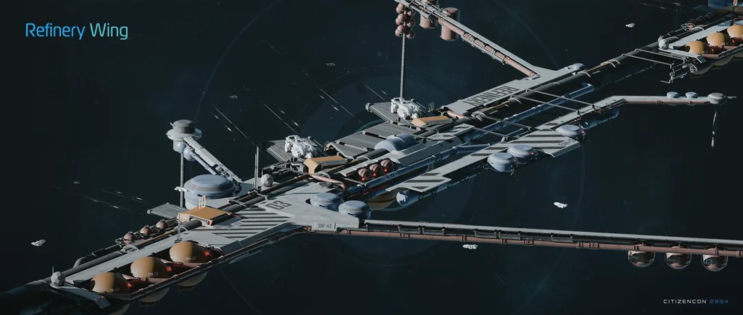 An extended refinery wing with tanks and processing infrastructure.