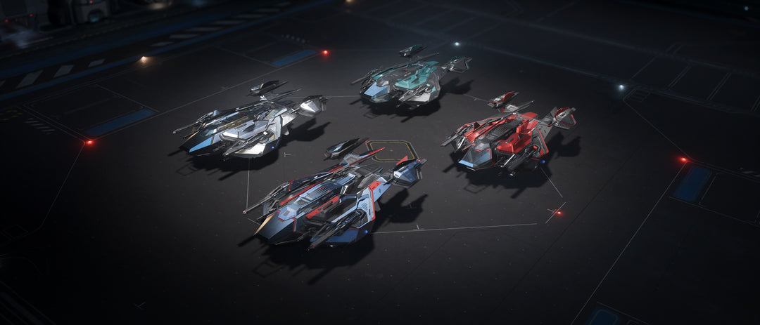 This pack includes four paints for the RSI Meteor: Shimmer, Bolide, Skylark, plus the Disco paint, only available to members of the Chairman’s Club.

