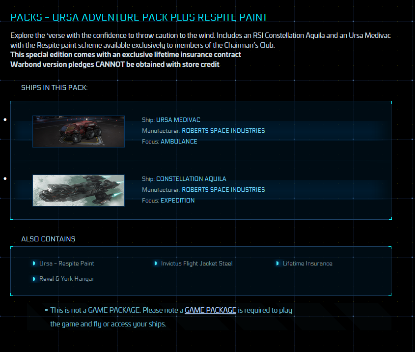 Ursa Adventure Pack plus Respite Paint (Const. Aquila + Ursa Medivac) - Original Concept LTI