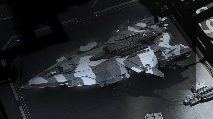 A VIP exclusive, the Thundercloud paint scheme is an abstract amalgam of greys, blacks, and whites, inspired by dazzle camouflage. For RSI Perseus only.