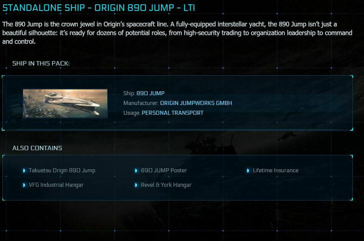 Buy 890 Jump - Original Concept LTI for Star Citizen