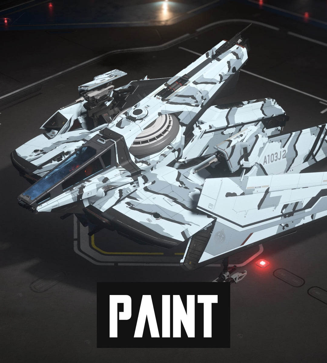 Soar like the winter winds with the Frostbite Camo paint scheme for your Anvil Hawk.