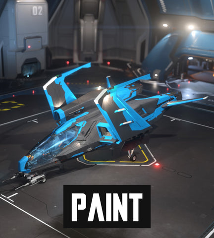 This custom Mustang paint scheme was created to celebrate the IAE on microTech. It blends dark grey, electric blue, and white to give the ship a cool new look. This paint is compatible with all Mustang variants.