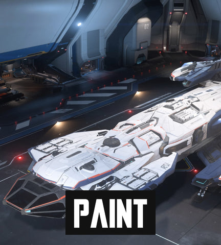 The White Heron paint scheme combines white with dark blue and orange highlights to provide your Constellation a stylish spacefaring look. This paint is compatible with all Constellation variants.