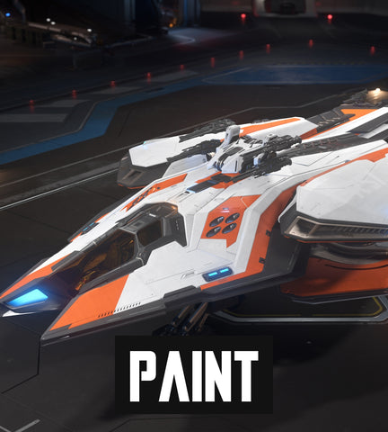 The Scorpius Sunburn paint scheme is primarily white with a dynamic mix of orange and black highlights.