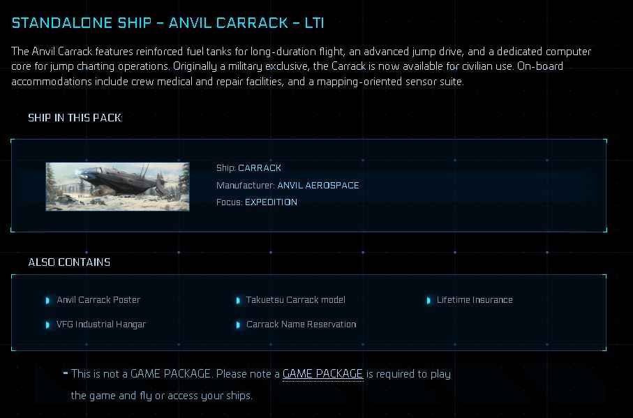 Sc Car Rack Buy Carrack Original Concept with LTI for Star Citizen – The Impound
