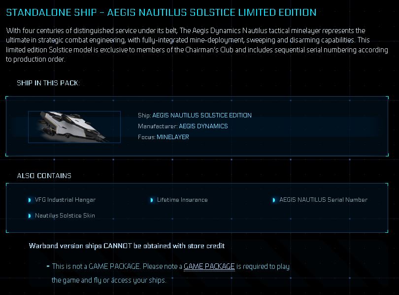 Buy Nautilus Solstice Edition Original Concept with LTI for Star Citiz…