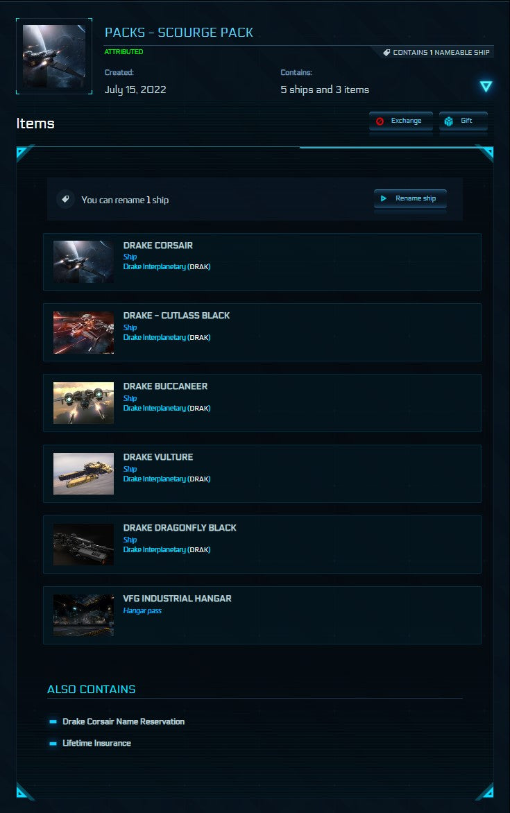 Scourge Pack - LTI (Corsair LTI + name reservation included)