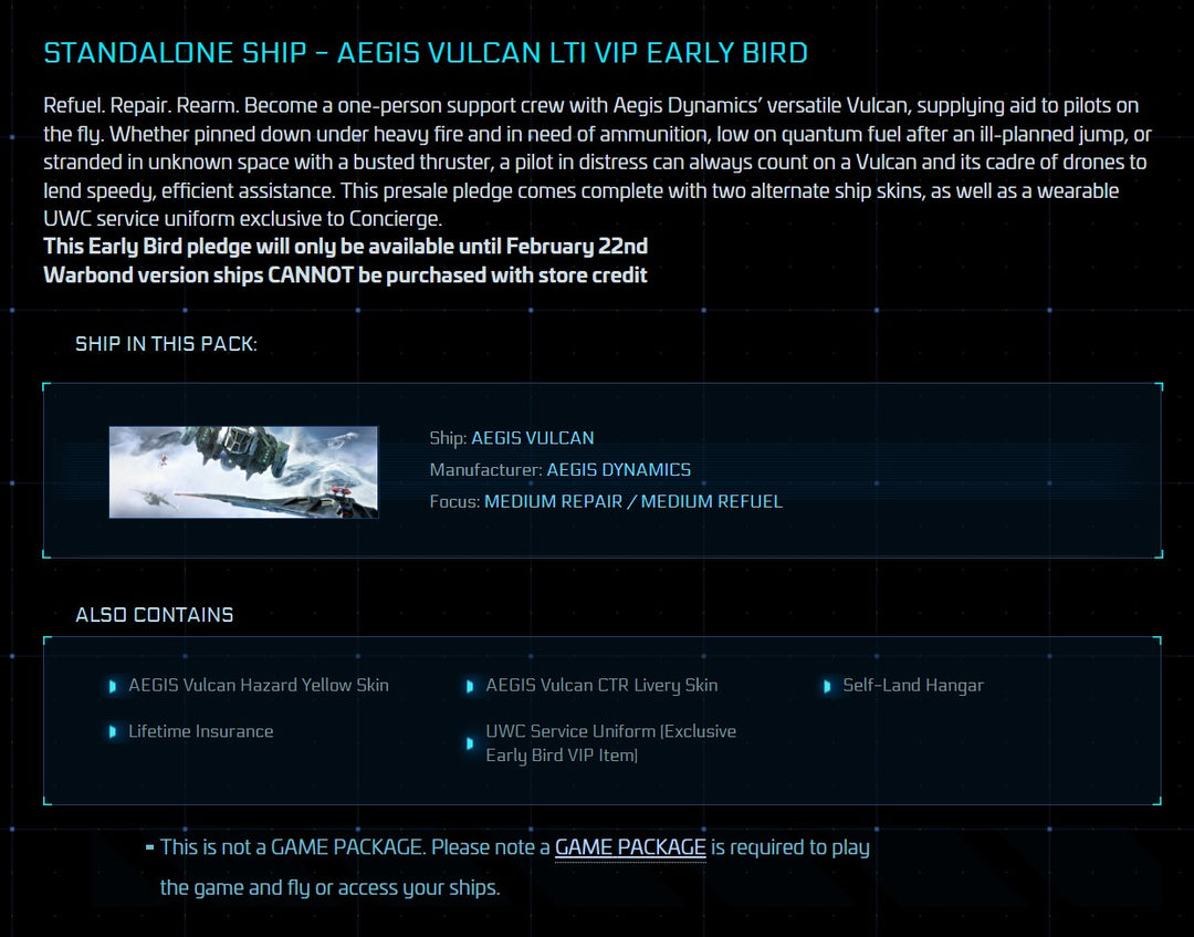 Vulcan VIP Early Bird Warbond - Original Concept LTI (skins and uniform included)