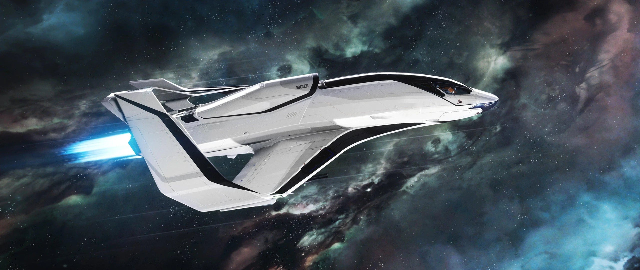 300i - flying in space with bright Nebula - Starboard in Star Citizen