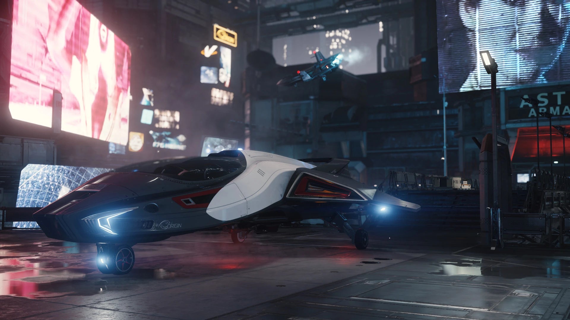 85x - Landed in city at night - Front Port in Star Citizen