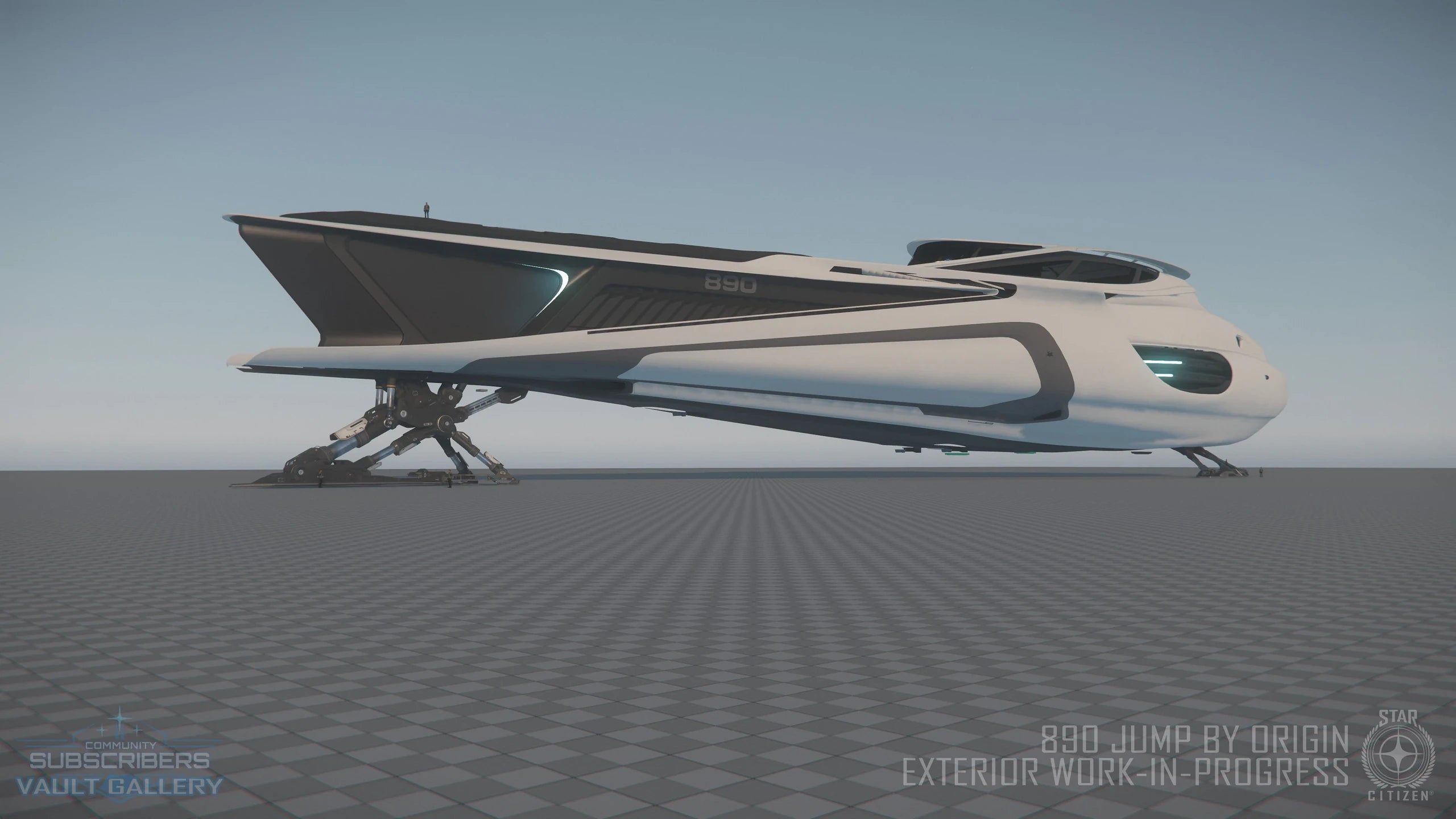 890 Jump - Exterior ground view of the 890 Jump in Star Citizen
