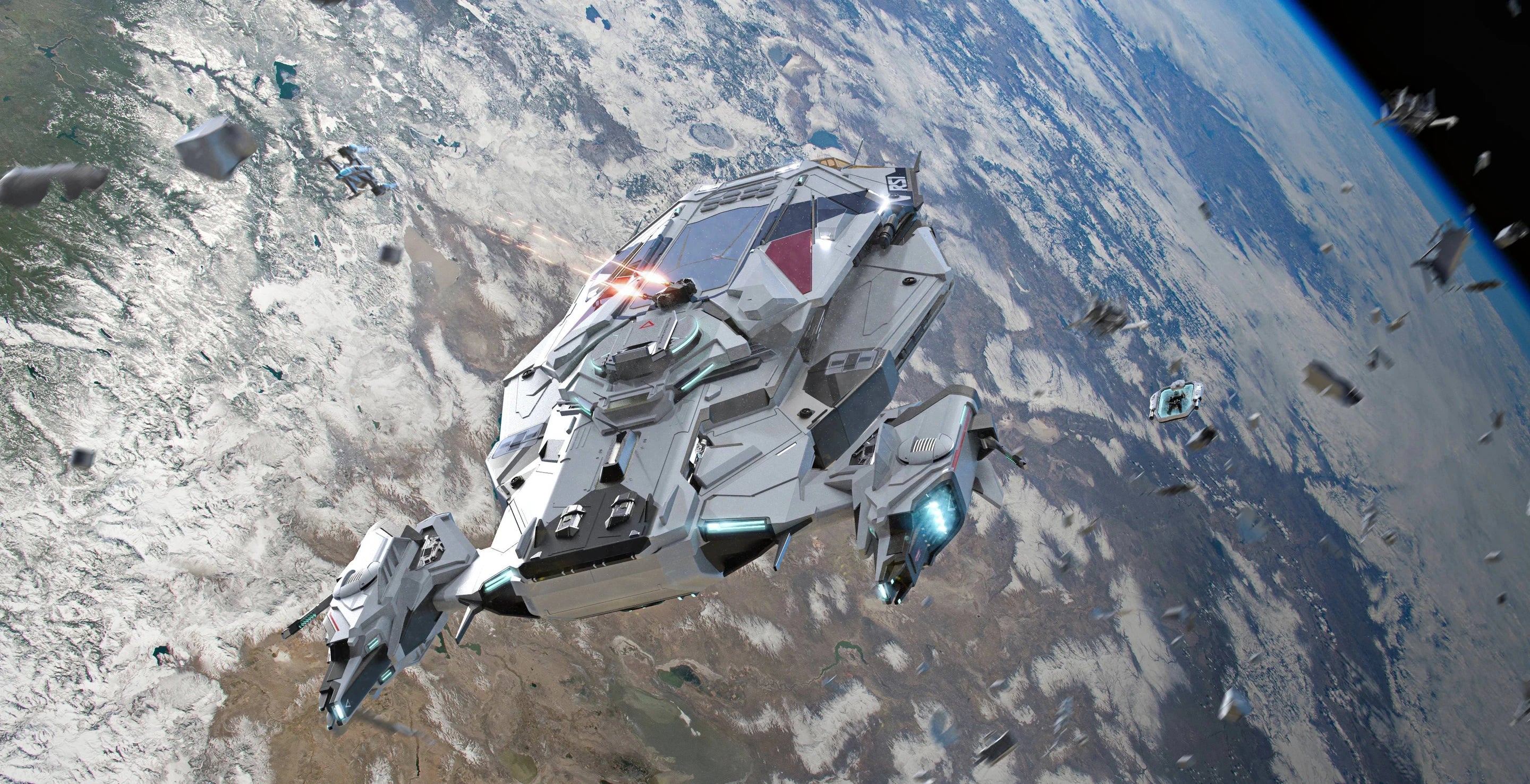 Apollo Medivac - Medivac - Under attack above world while rescuing with drone - Rear Starboard in Star Citizen